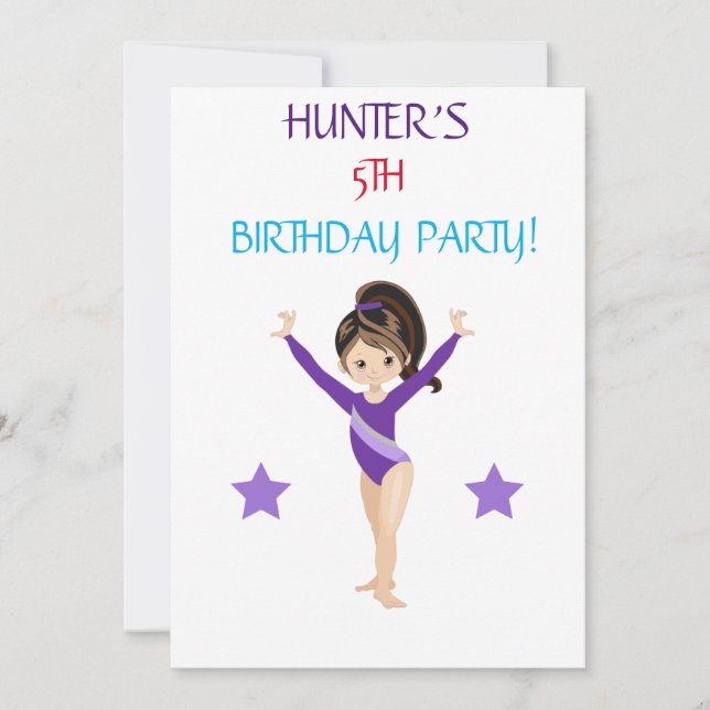 "LET'S TUMBLE GYMNASTICS"  BIRTHDAY INVITATIONS (Front)