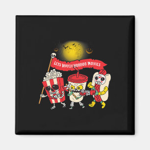 Lets Watch Horror Movies Halloween Funny Ghost Ske Magnet