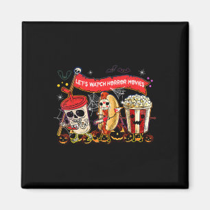 Lets Watch Horror Movies Halloween Funny Ghost Ske Magnet