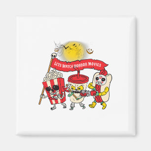 Lets Watch Horror Movies Halloween Funny Ghost Ske Magnet