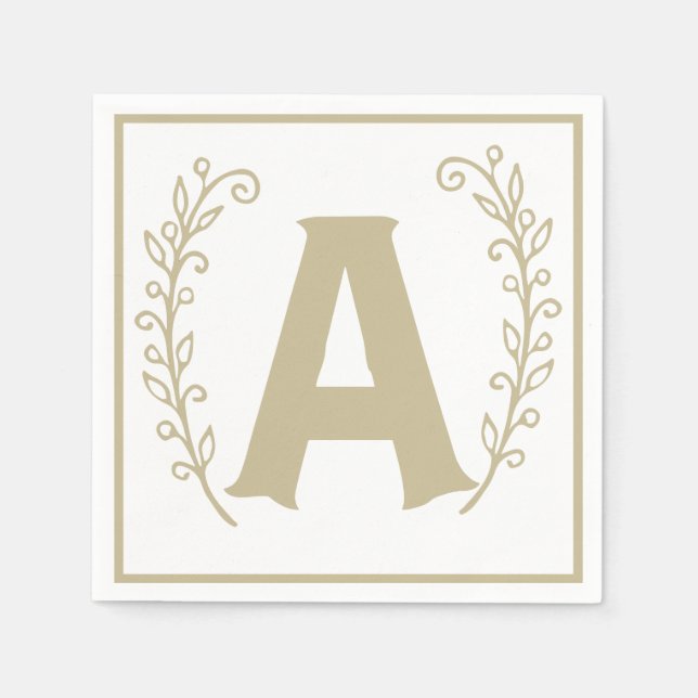 Letter A Alphabet Block Gender Neutral Baby Shower Napkin (Front)