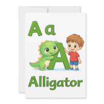 Letter A Alphabet  Postcard – A is for Alligator