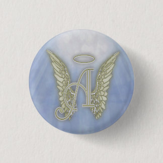 Letter A Angel Monogram 1 Inch Round Button