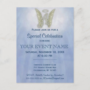 Letter A Angel Monogram Invitation Postcard
