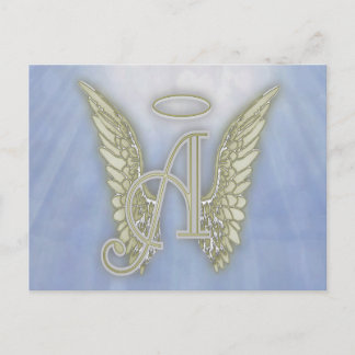 Letter A Angel Monogram Postcard