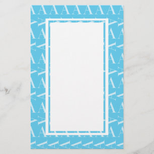 Letter A - Aqua Blue Monogram Initial Stationery