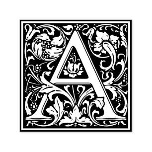 Letter A art nouveau black and white Tile  Self-inking Stamp