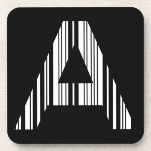 LETTER A BAR CODE First Initial Barcode Pattern Coaster