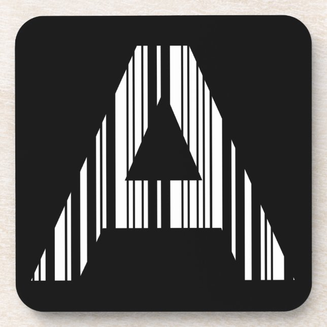 LETTER A BAR CODE First Initial Barcode Pattern Coaster (Front)