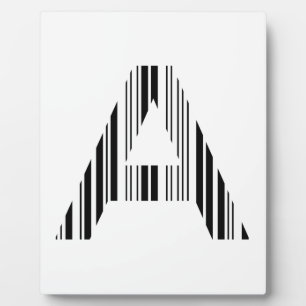 LETTER A BAR CODE First Initial Barcode Pattern Plaque