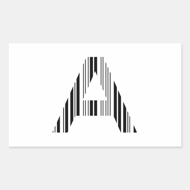 LETTER A BAR CODE First Initial Barcode Pattern Sticker (Front)