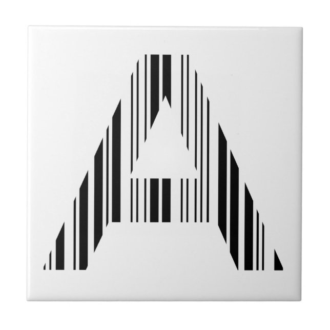 LETTER A BAR CODE First Initial Barcode Pattern Tile (Front)