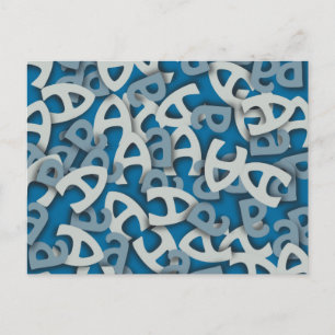 Letter A Blue Postcard