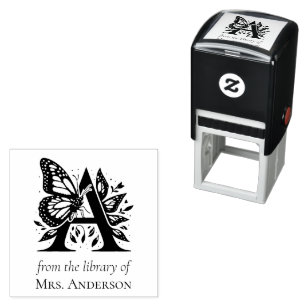 Letter A Butterfly Monogram From the Library Of Self-inking Stamp