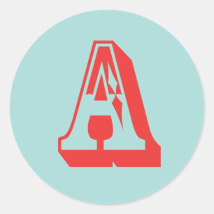 Letter A carnival style monogram initial favour Classic Round Sticker