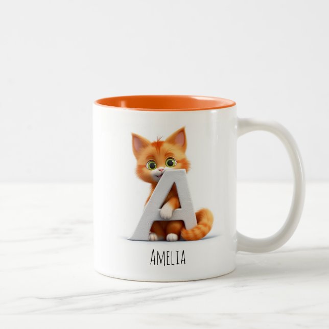Letter A Cat Alphabet Monogram Coffee Mug (Right)