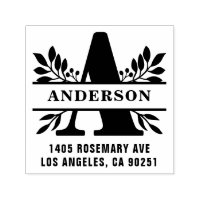 Letter A Classic Foliage Family Monogram Address
