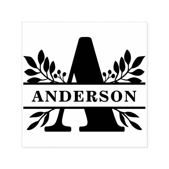 Letter A Classic Foliage Family Name Monogram Self-inking Stamp (Design)