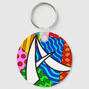 Letter A colourful doodles Keychain