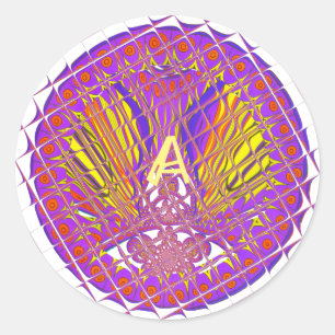 Letter A, Colourful logo text design Classic Round Sticker