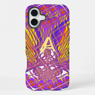 Letter A, Colourful logo text design iPhone 16 Plus Case