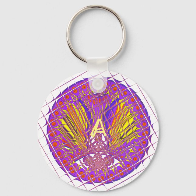 Letter A, Colourful logo text design Keychain (Front)