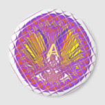 Letter A, Colourful logo text design Magnet<br><div class="desc">Fancy Letter A Beautiful Plum Amazing Colourful one of the latest inspired flaming colours design on a beautiful brilliant plum background. This amazing circle with cute polka dots at the edge of the circle gives the perfect colour combination for all those people who love colours and the colour purple. A...</div>