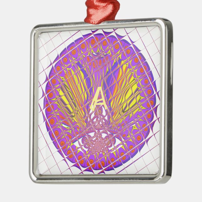 Letter A, Colourful logo text design Metal Ornament (Left)