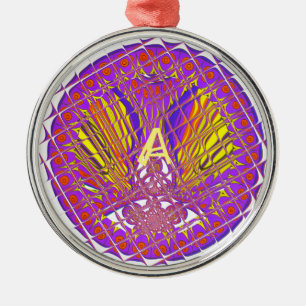 Letter A, Colourful logo text design Metal Ornament
