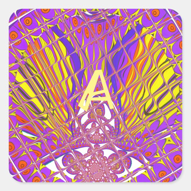 Letter A, Colourful logo text design Square Sticker (Front)