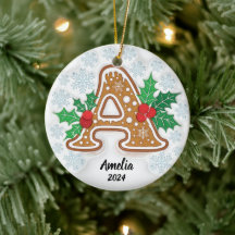 Letter A Custom Christmas Monogram Ornament