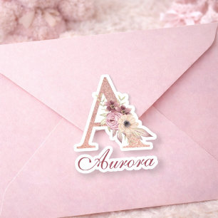 Letter A Floral Rose Gold Monogram Baby Shower