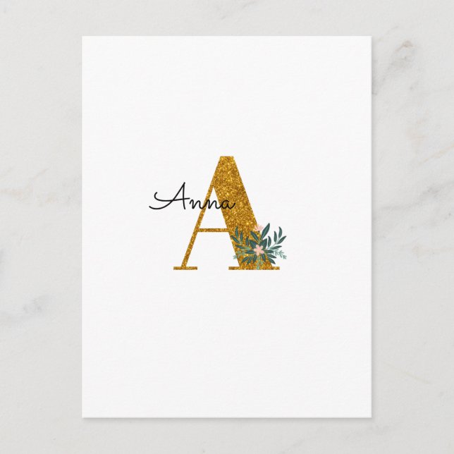 Letter A Golden monogram  Postcard (Front)