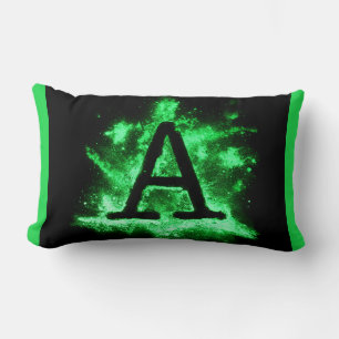 Letter A Green Capital Alphabet Lumbar Pillow