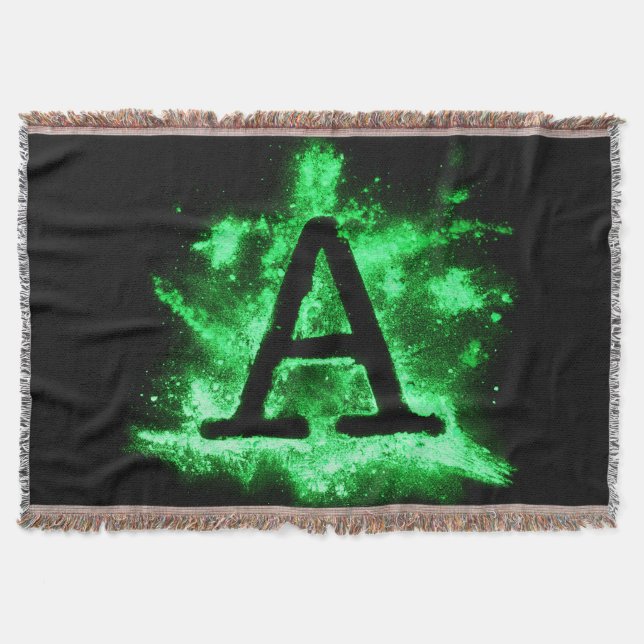 Letter A Green Capital Alphabet Throw Blanket (Front)