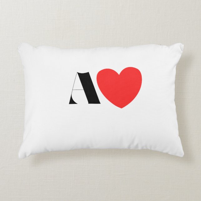 Letter A Heart - Valentine Initial Love Design Accent Pillow (Front)