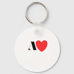 Letter A Heart - Valentine Initial Love Design Keychain