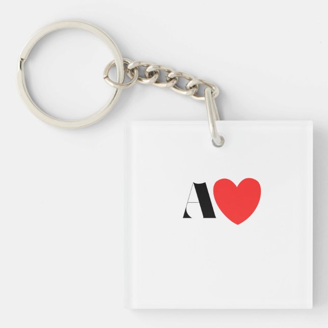 Letter A Heart - Valentine Initial Love Design Keychain (Front)