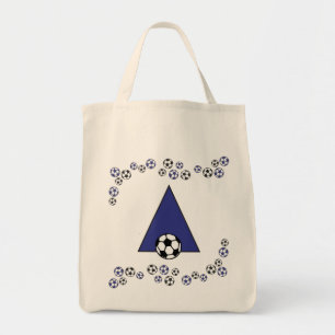 Letter A in Soccer Blue Monogram Tote Bag