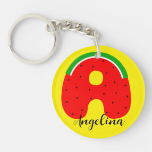 Letter A Keychain, Watermelon Keychain, Cute Keychain
