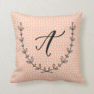 Letter A & Laurel Wreath Monogram Throw Pillow