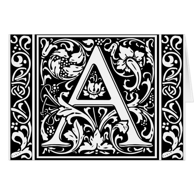 Letter A Medieval Monogram Art Nouveau (Front Horizontal)