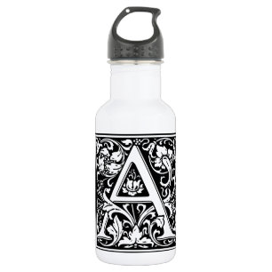 Letter A Medieval Monogram Art Nouveau 532 Ml Water Bottle