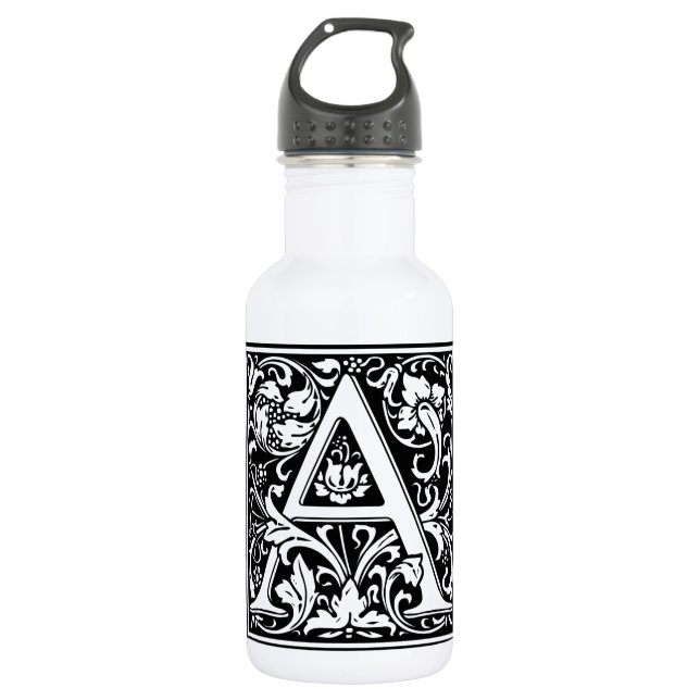 Letter A Medieval Monogram Art Nouveau 532 Ml Water Bottle (Front)