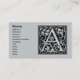 Letter A Medieval Monogram Art Nouveau Business Card