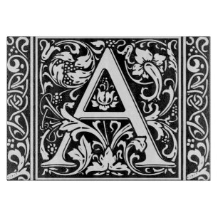 Letter A Medieval Monogram Art Nouveau Cutting Board