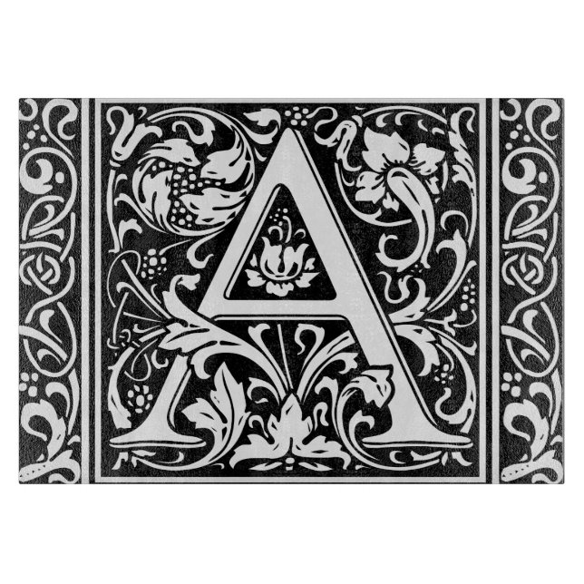 Letter A Medieval Monogram Art Nouveau Cutting Board (Front)