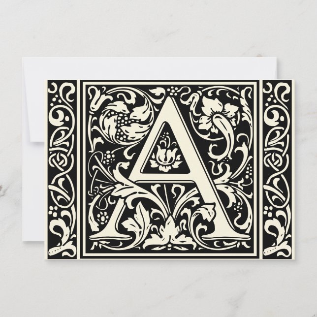 Letter A Medieval Monogram Art Nouveau Invitation (Front)