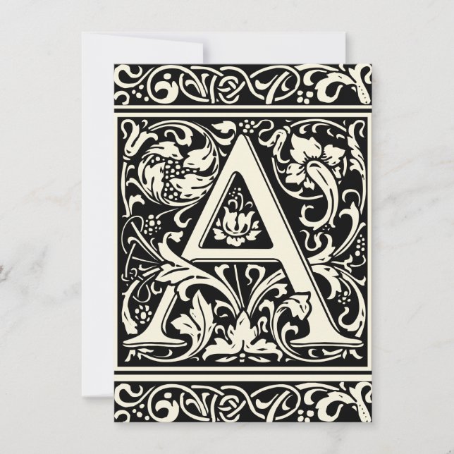 Letter A Medieval Monogram Art Nouveau Invitation (Front)