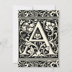 Letter A Medieval Monogram Art Nouveau Invitation